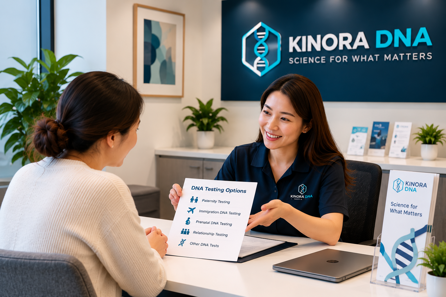 Professional DNA testing consultation with KINORA GENETICS