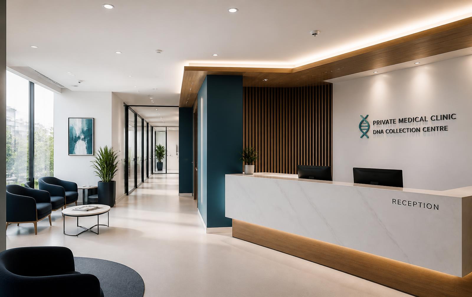 Reception area of a private DNA testing and collection centre