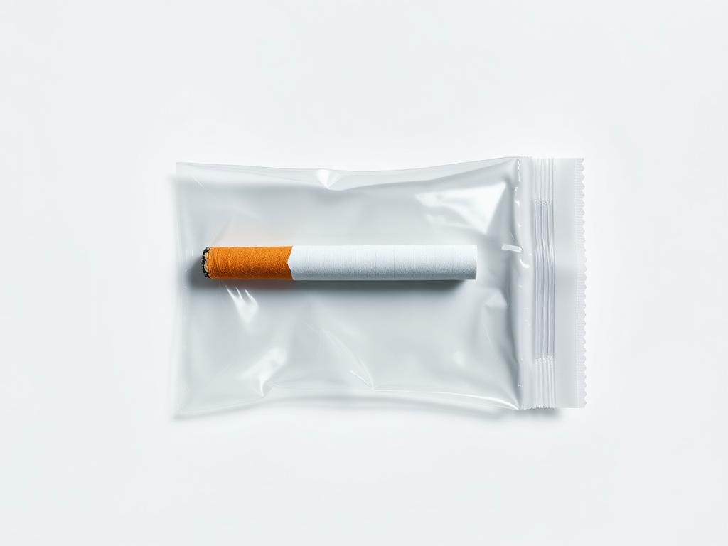 Cigarette butt inside a clear specimen bag