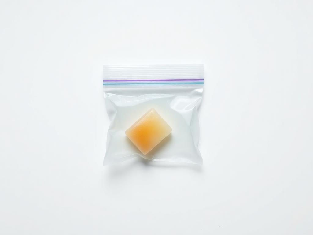 Chewed gum inside a clear specimen bag