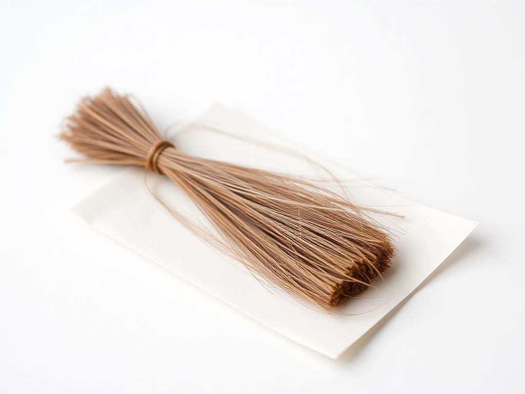 Strands of human hair on a paper sheet