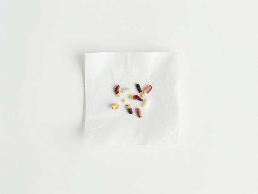 Nail clippings on folded white paper