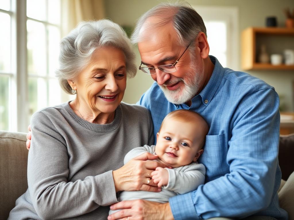 Grandparents holding their grandchild