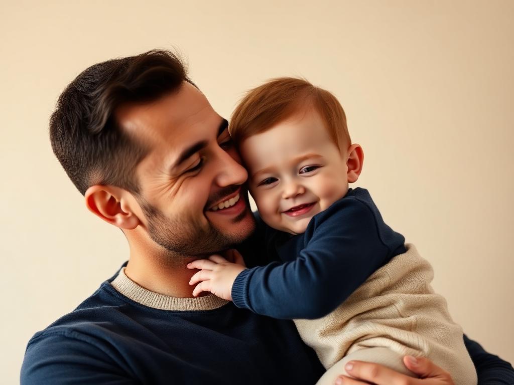 Father holding his young child
